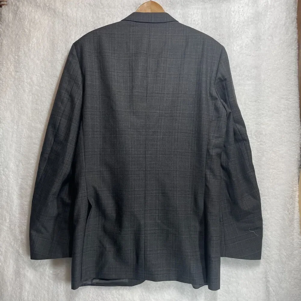 Peter Millar Gray‎ Plaid Wool Two Button Sports Blazer Jacket Men’s Size 44XT